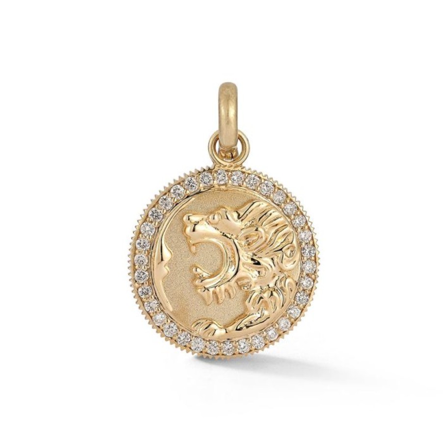 Jewelry STORROW | 14K Gold & Diamond Victorian Lion Olive Medallion