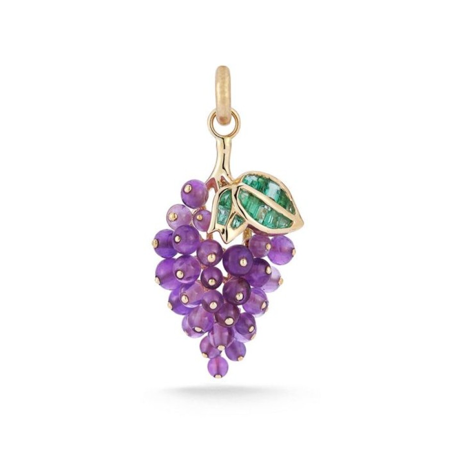 Jewelry STORROW | 14K Gold Emerald & Amethyst Sour Grapes Charm