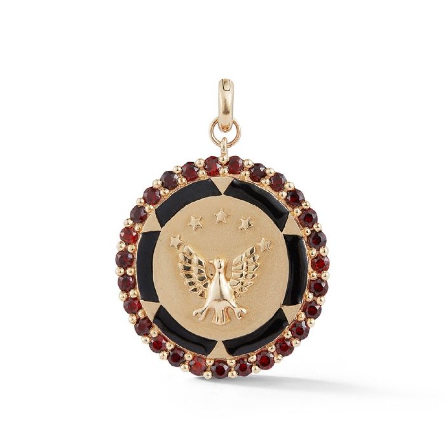 Jewelry STORROW | 14K Gold Garnet Enamel Eagle Martha Medallion