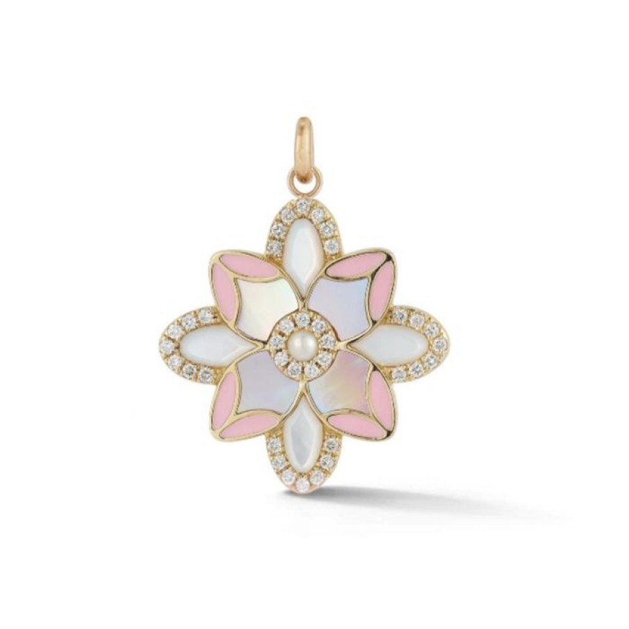 Jewelry STORROW | 14K Gold Violet Flower Mixed Stone Charm