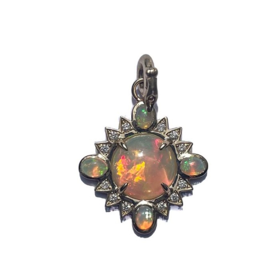 Jewelry STORROW | 14K Gold Opal & Diamond Mini Nora Charm