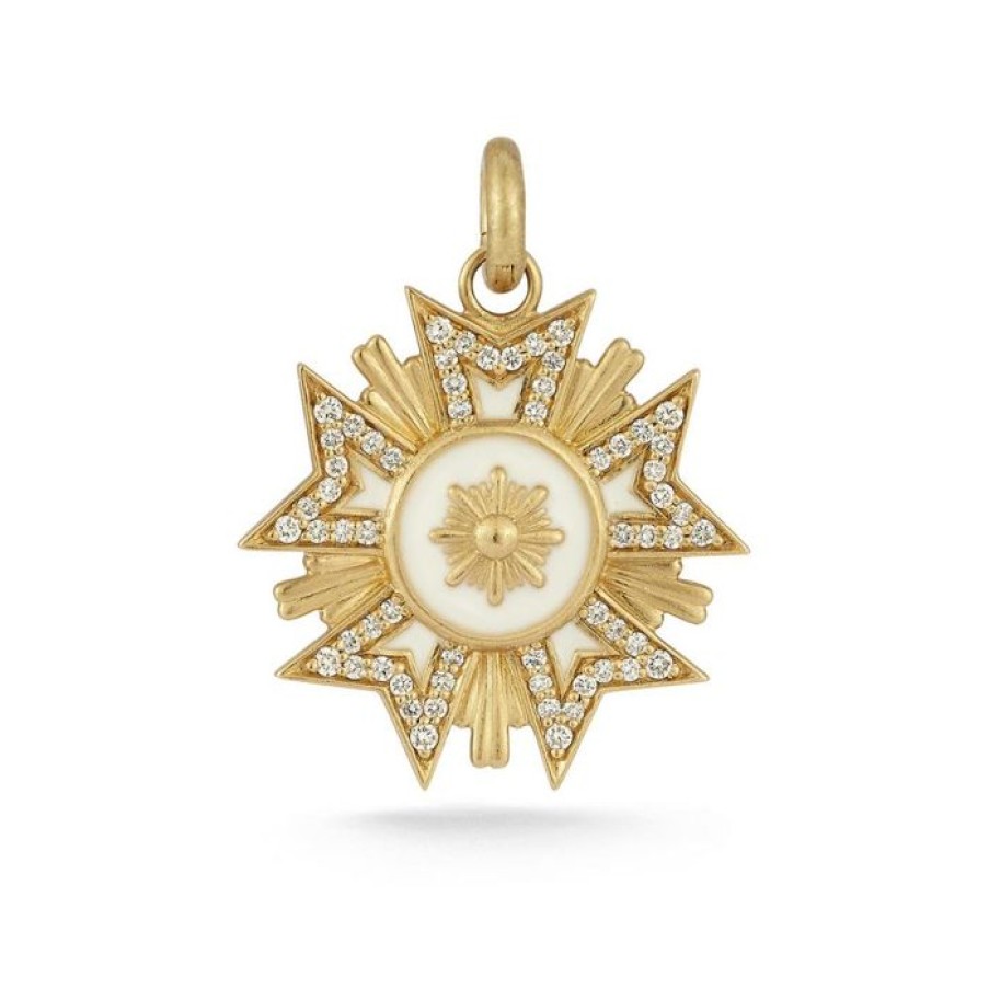 Jewelry STORROW | 14K Gold White Diamond & White Enamel Florence Charm