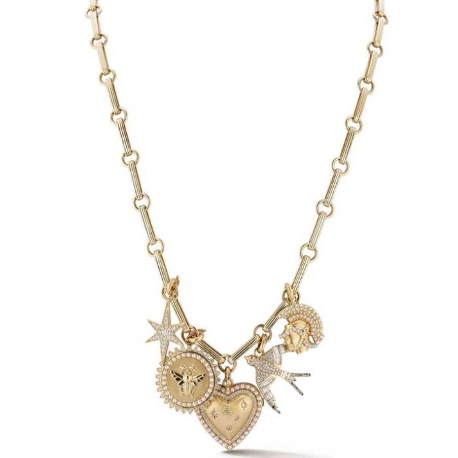 Jewelry STORROW | 14K Stella, Minnie, & Laney Locket Multi-Charm Necklace