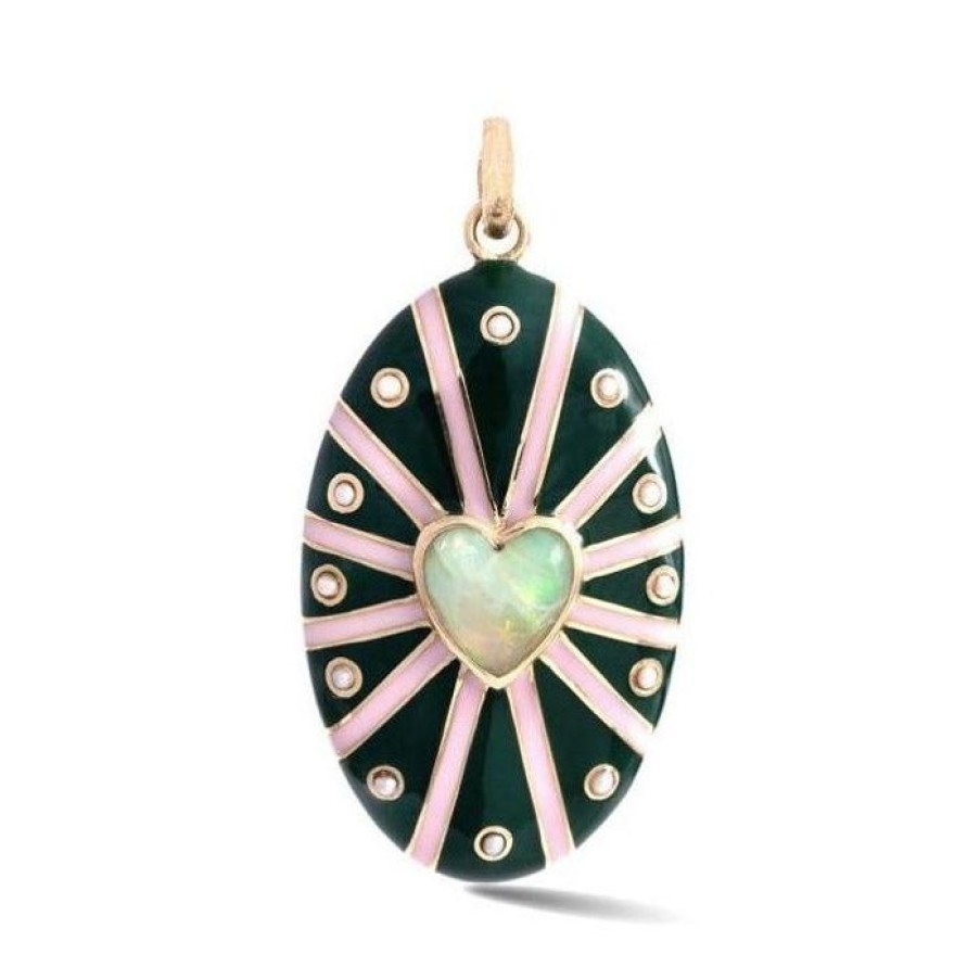 Jewelry STORROW | 14K Gold Opal, White Pearl & Green Enamel Eleanor Charm