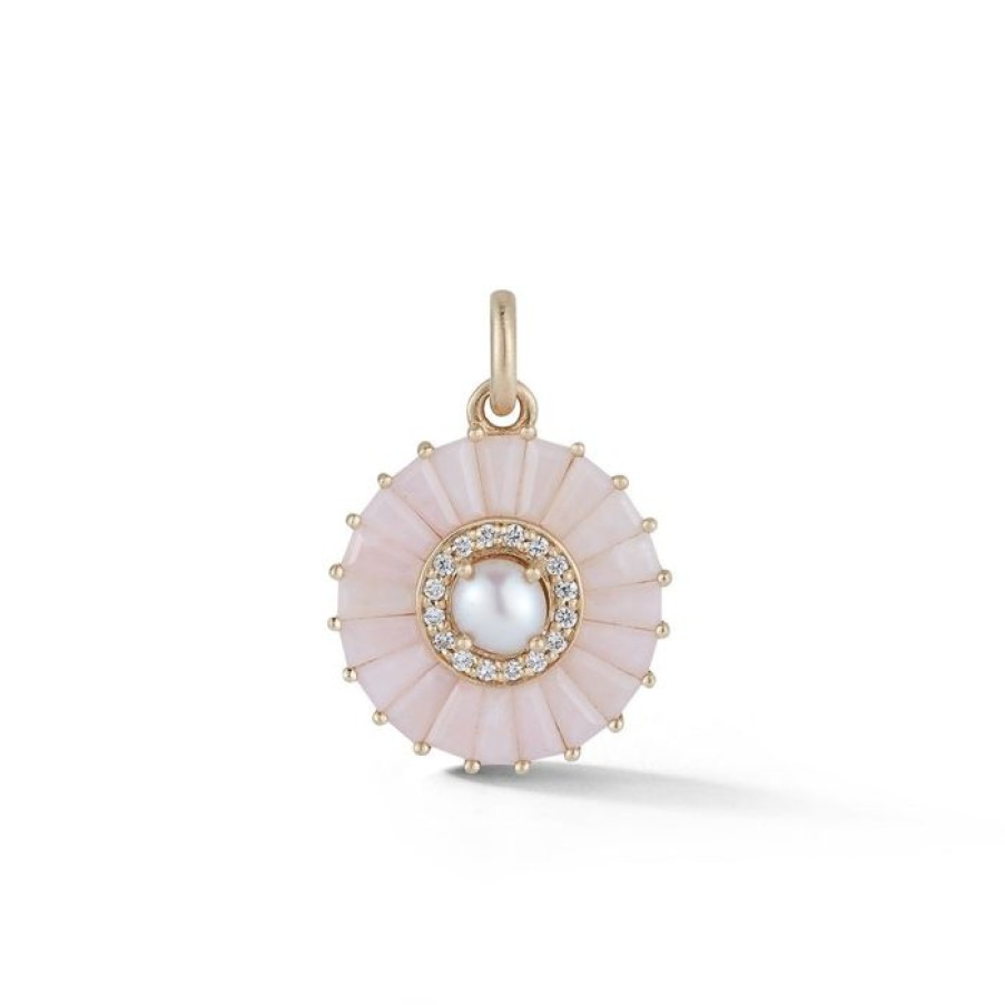 Jewelry STORROW | 14K Gold Pink Opal Diamond & Pearl Emily Charm