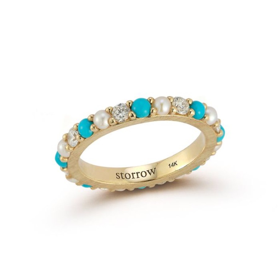 Jewelry STORROW | 14K Gold Turquoise Diamond & Pearl Iris Ring