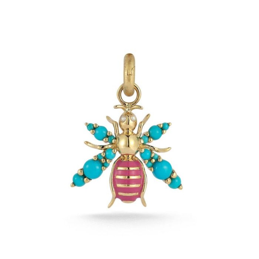 Jewelry STORROW | 14K Gold Pearl Turquoise & Enamel Betty Bee Charm