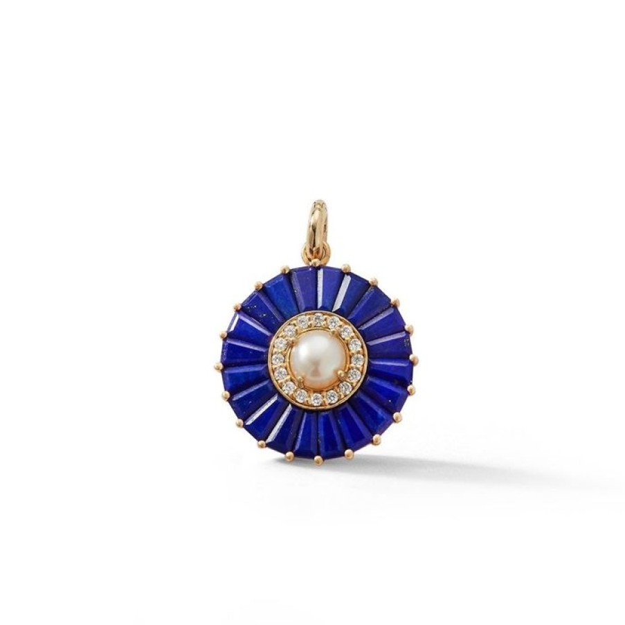 Jewelry STORROW | 14K Gold Lapis Diamond & Pearl Emily Charm