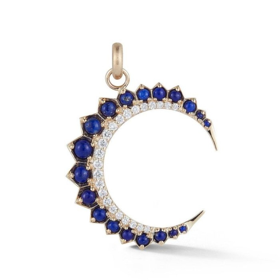 Jewelry STORROW | 14K Gold Diamond & Lapis Crescent Moon Estelle Charm