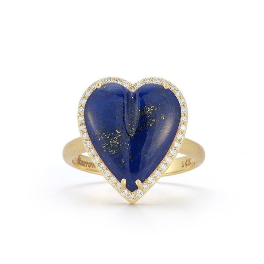 Jewelry STORROW | 14K Gold Diamond & Lapis Lazuli Alana Large Heart Ring