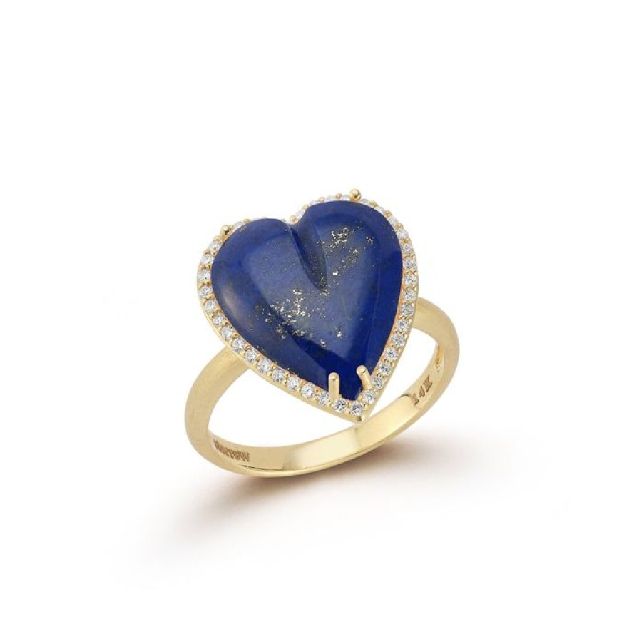 Jewelry STORROW | 14K Gold Diamond & Lapis Lazuli Alana Large Heart Ring