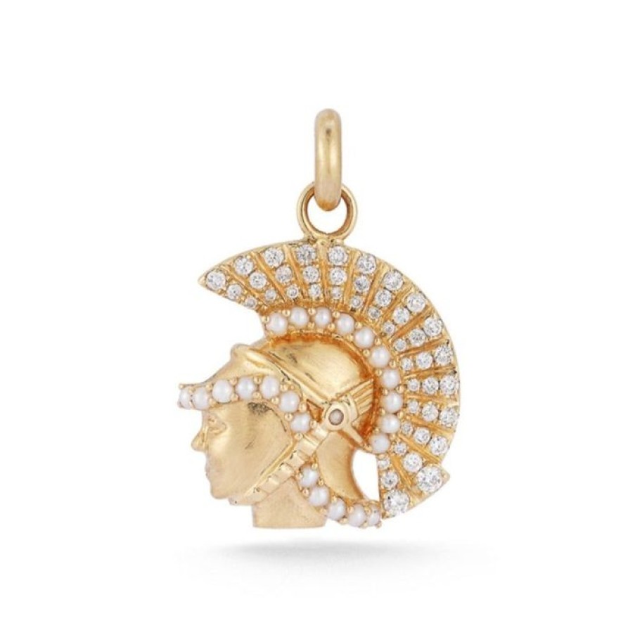 Jewelry STORROW | 14K Gold Pearl & Diamond Mini Reid Charm