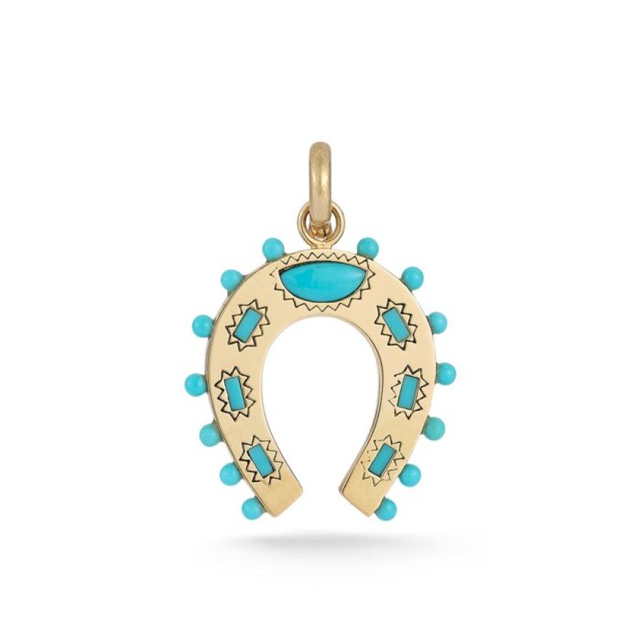 Jewelry STORROW | 14K Gold Turquoise Holly Horseshoe Charm