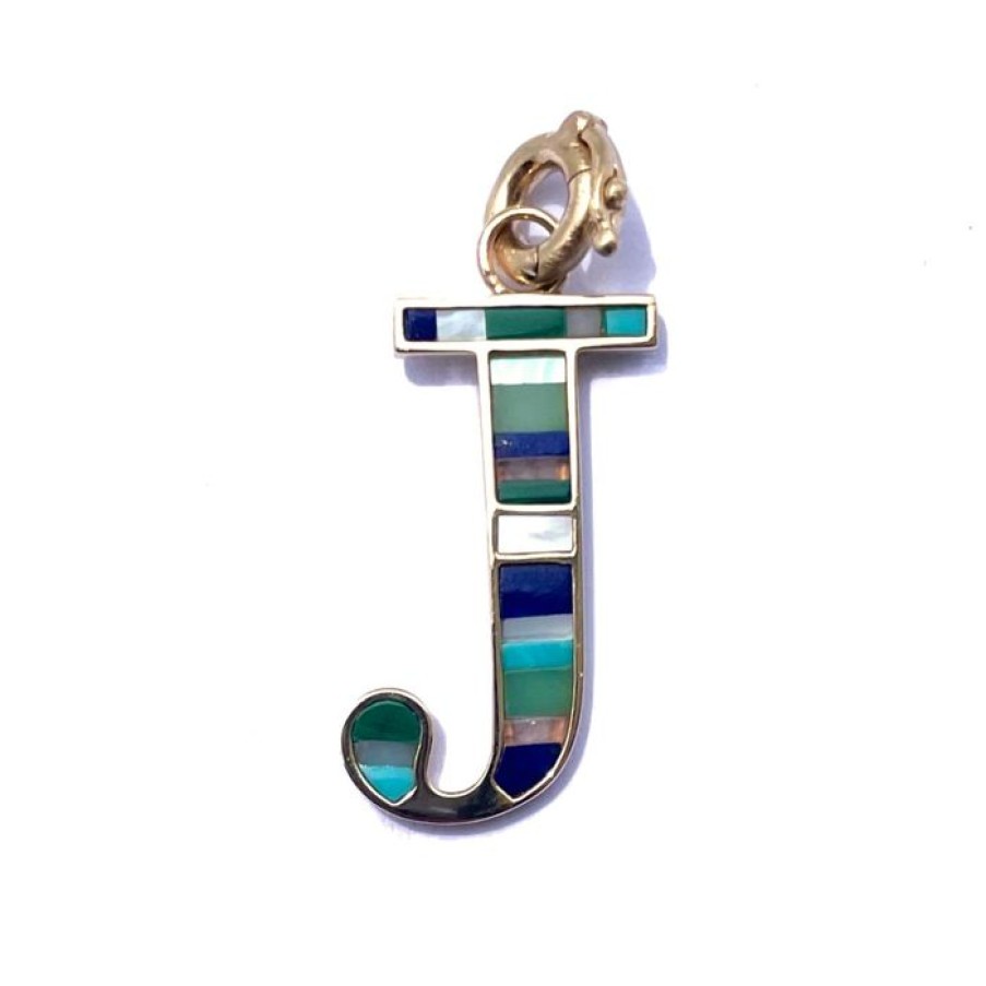 Jewelry STORROW | 14K Gold & Gemstone Initial J Ella Charm