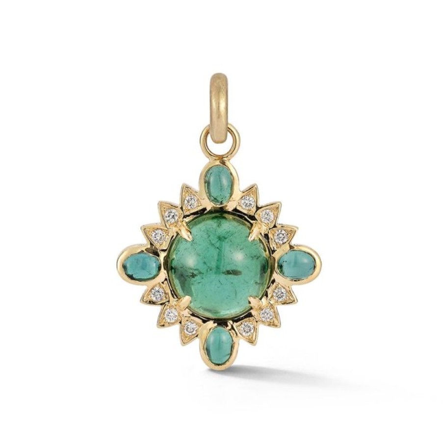 Jewelry STORROW | 14K Gold Green Tourmaline & Diamond Mini Nora Charm