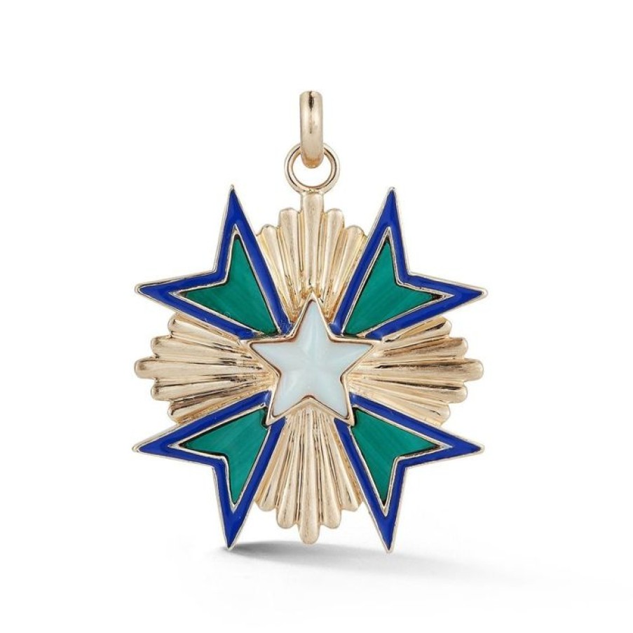 Jewelry STORROW | 14K Gold Opal Malachite & Enamel Emmeline Charm