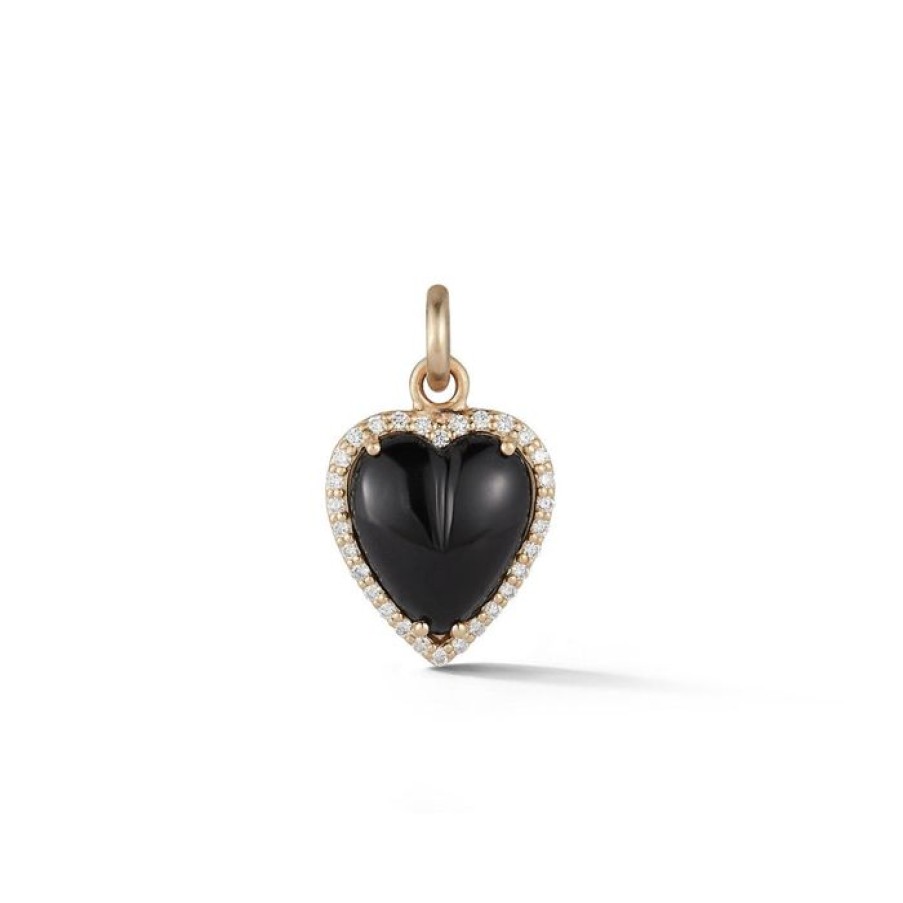 Jewelry STORROW | 14K Gold Diamond & Onyx Alana Heart Charm