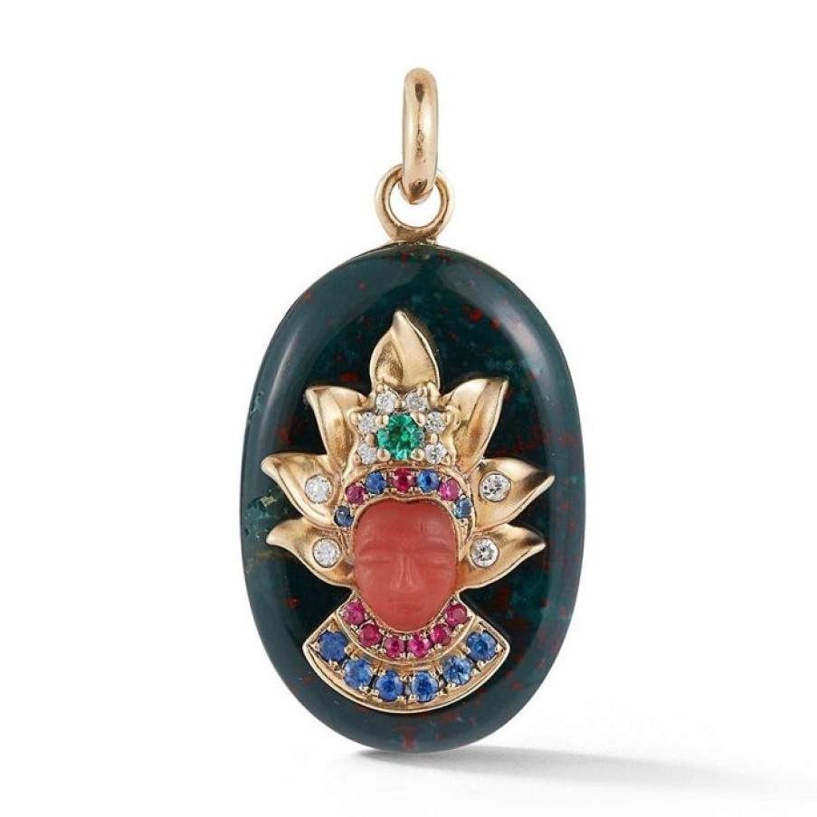 Jewelry STORROW | 14K Gold Bloodstone & Gemstone Queen Christina Charm