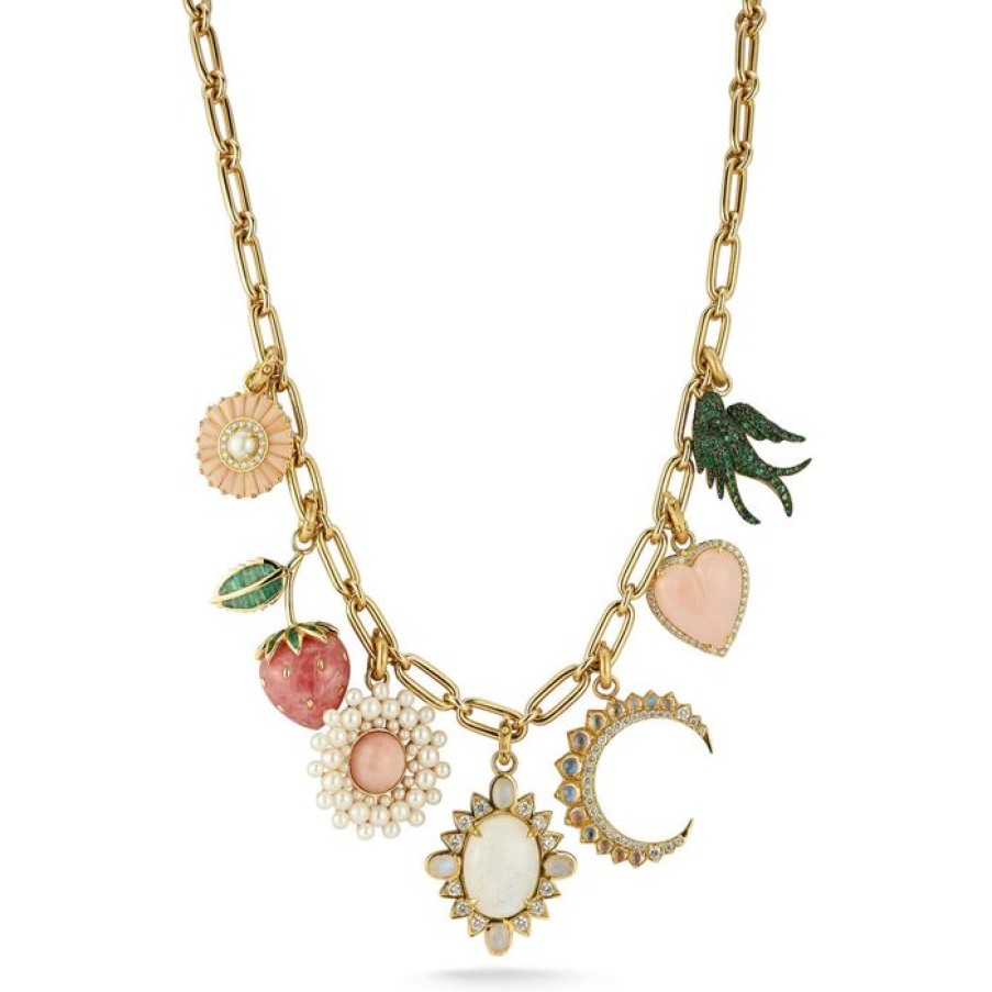 Jewelry STORROW | 14K Emily, Sweet Strawberry, Juliet, & Nora Multi-Charm Necklace