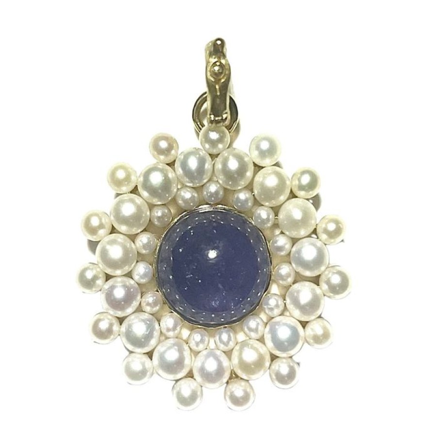 Jewelry STORROW | 14K Gold Tanzanite & Pearl Cluster Juliet Charm