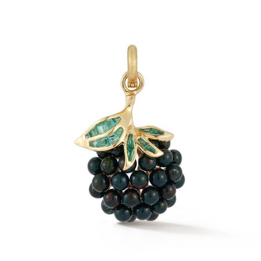 Jewelry STORROW | 14K Gold Emerald & Bloodstone Wild Blackberry Charm