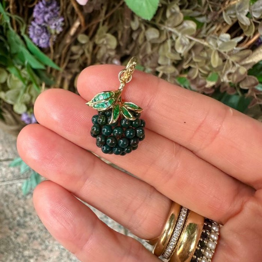 Jewelry STORROW | 14K Gold Emerald & Bloodstone Wild Blackberry Charm