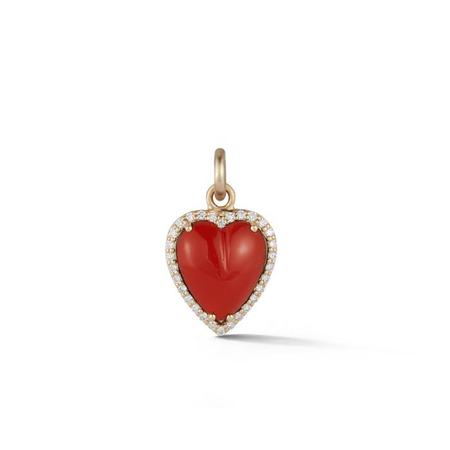 Jewelry STORROW | 14K Gold Diamond & Carnelian Alana Heart Charm