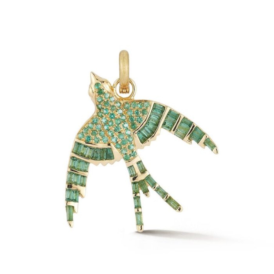 Jewelry STORROW | 14K Gold & Emerald Evelyn Bird Charm