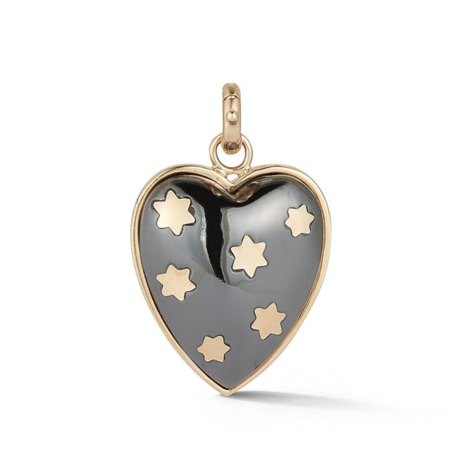 Jewelry STORROW | 14K Gold & Hematite Anna Heart Charm