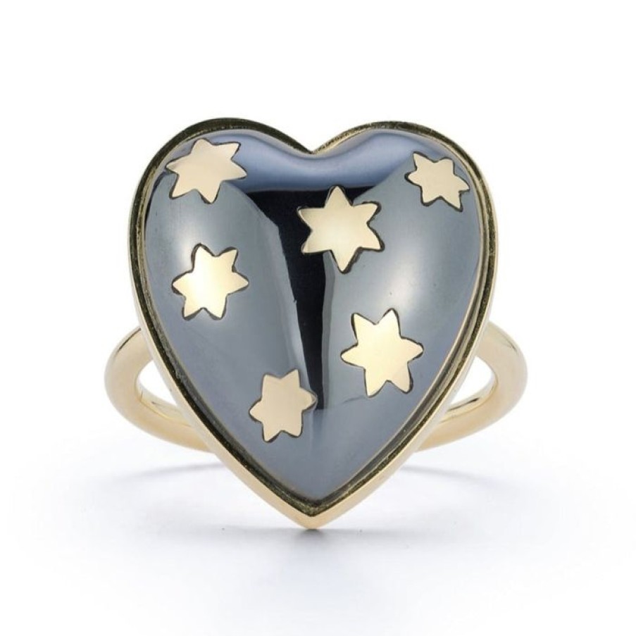 Jewelry STORROW | 14K Gold Hematite Anna Heart Ring