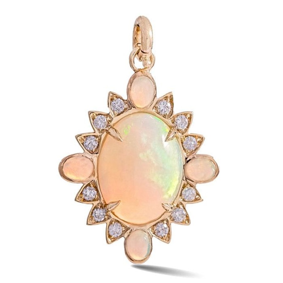 Jewelry STORROW | 14K Gold Opal & Diamond Nora Charm