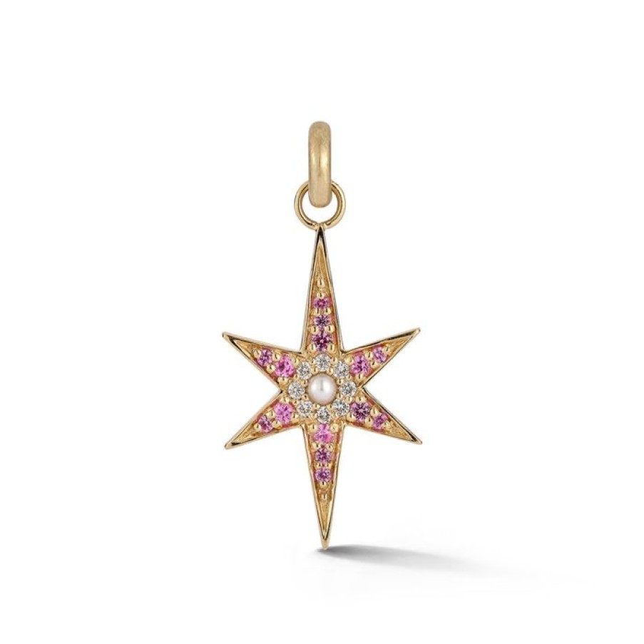 Jewelry STORROW | 14K Gold Pink Sapphire Pearl & Diamond Stella Charm