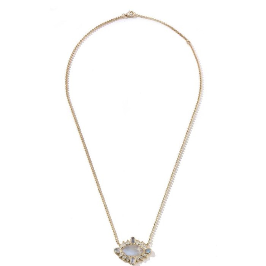 Jewelry STORROW | 14K/18K Gold Moonstone & Diamond Nora Necklace