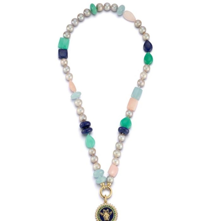 Jewelry STORROW | 14K 18.5" 8Mm Grey Freshwater Pearl & Gem Sweet Maisy #7 Necklace