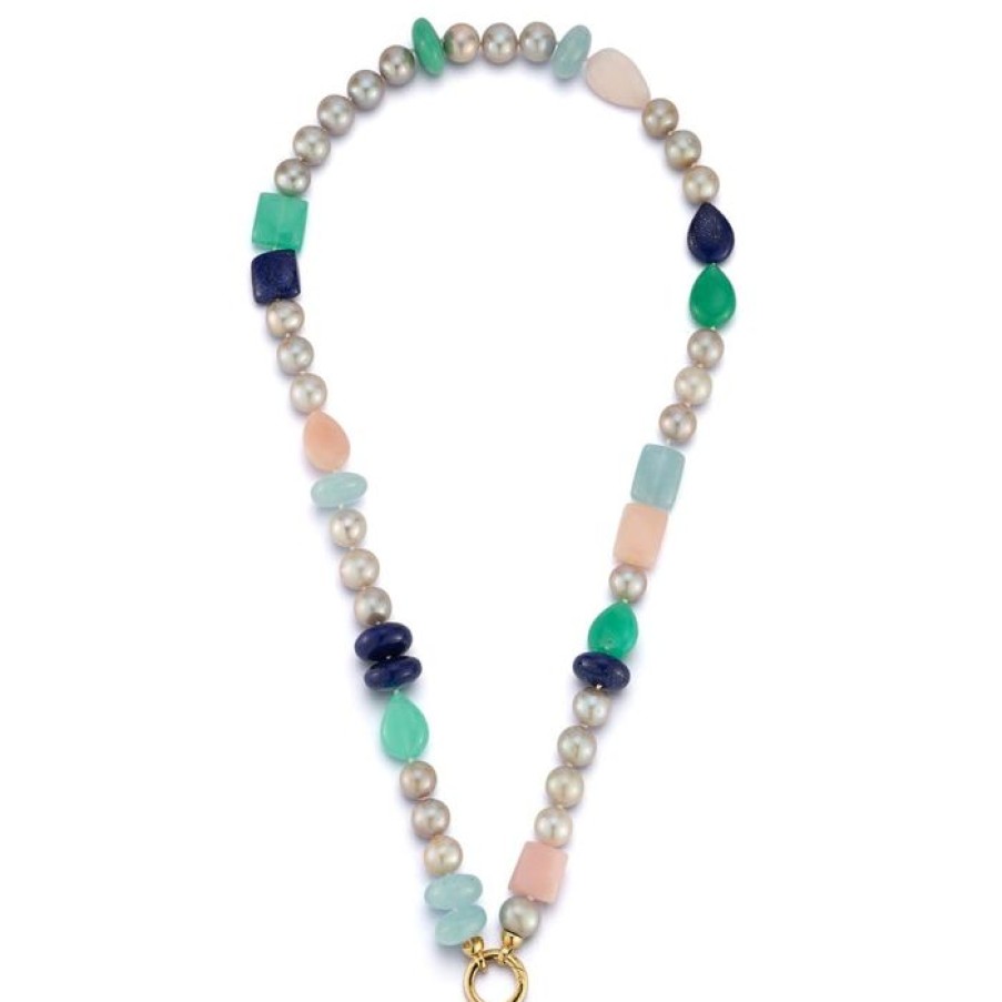 Jewelry STORROW | 14K 18.5" 8Mm Grey Freshwater Pearl & Gem Sweet Maisy #7 Necklace