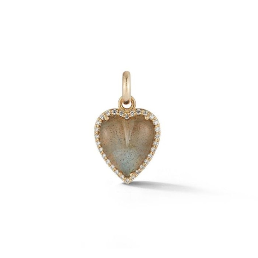 Jewelry STORROW | 14K Gold Diamond & Labradorite Alana Heart Charm