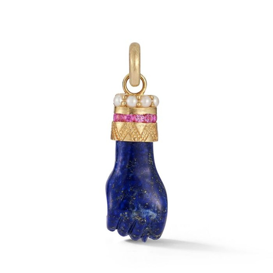 Jewelry STORROW | 14K Gold Lapis Pink Sapphire & Pearl Figa Flossie Charm