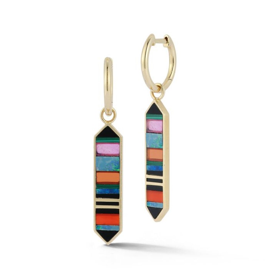 Jewelry STORROW | 14K Gold & Mixed Gemstone Elizabeth Huggie Earrings