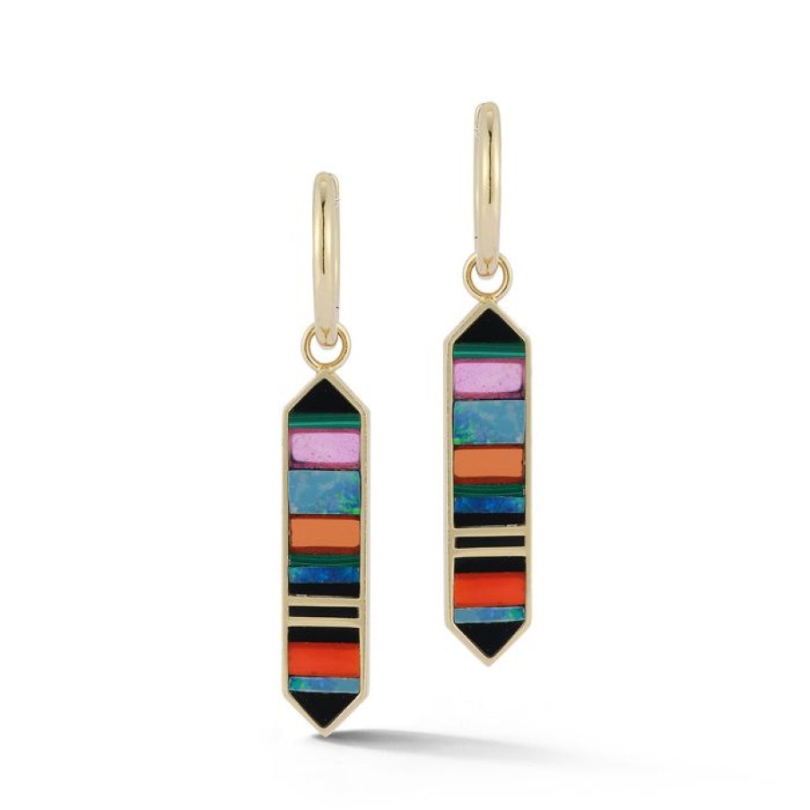 Jewelry STORROW | 14K Gold & Mixed Gemstone Elizabeth Huggie Earrings