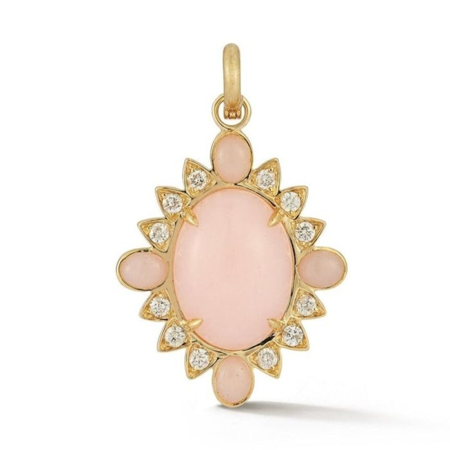 Jewelry STORROW | 14K Gold Pink Opal & Diamond Nora Charm