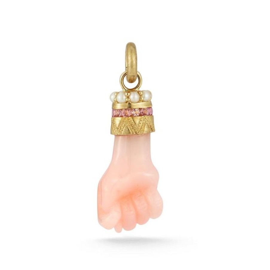 Jewelry STORROW | 14K Gold Pink Opal, Pink Tourmaline, & Pearl Figa Flossie Charm