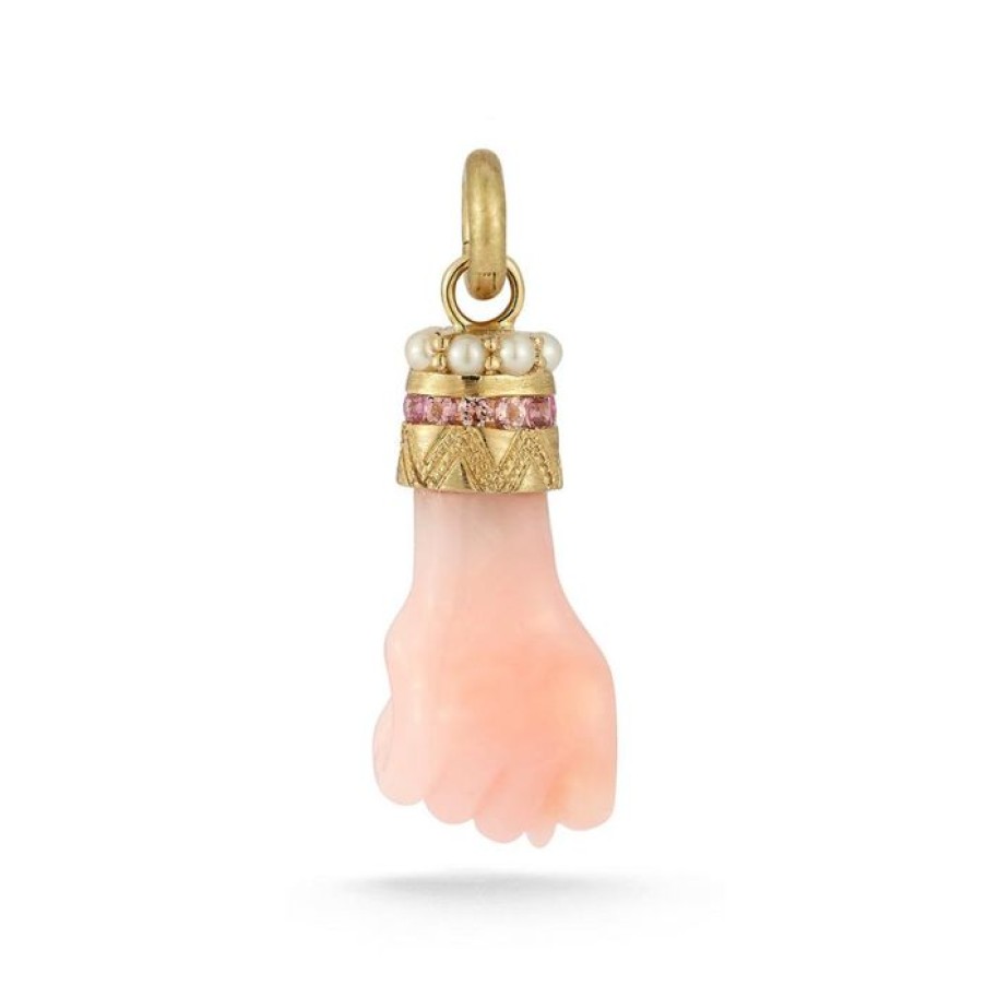 Jewelry STORROW | 14K Gold Pink Opal, Pink Tourmaline, & Pearl Figa Flossie Charm