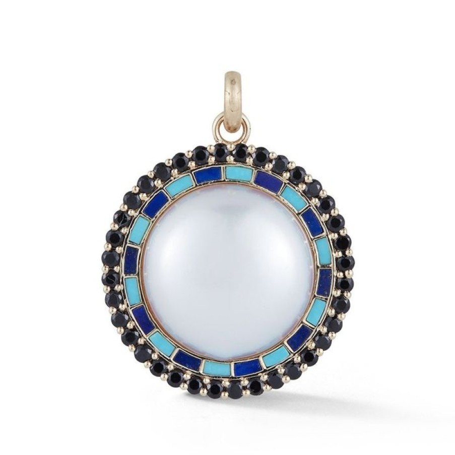 Jewelry STORROW | 14K Gold Gemstone Pearl & Enamel Josephine Charm