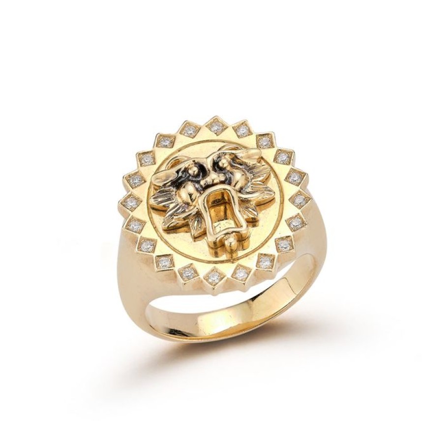 Jewelry STORROW | 14K Gold Diamond Leo Lion Ring