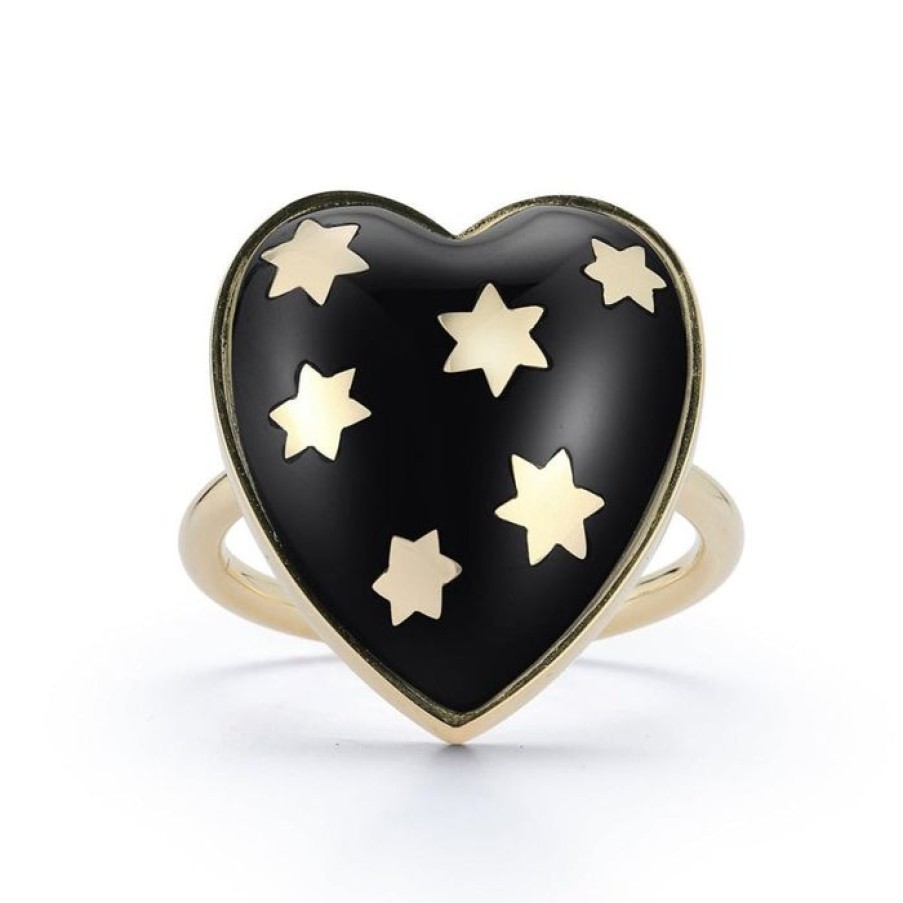 Jewelry STORROW | 14K Gold Onyx Anna Heart Ring