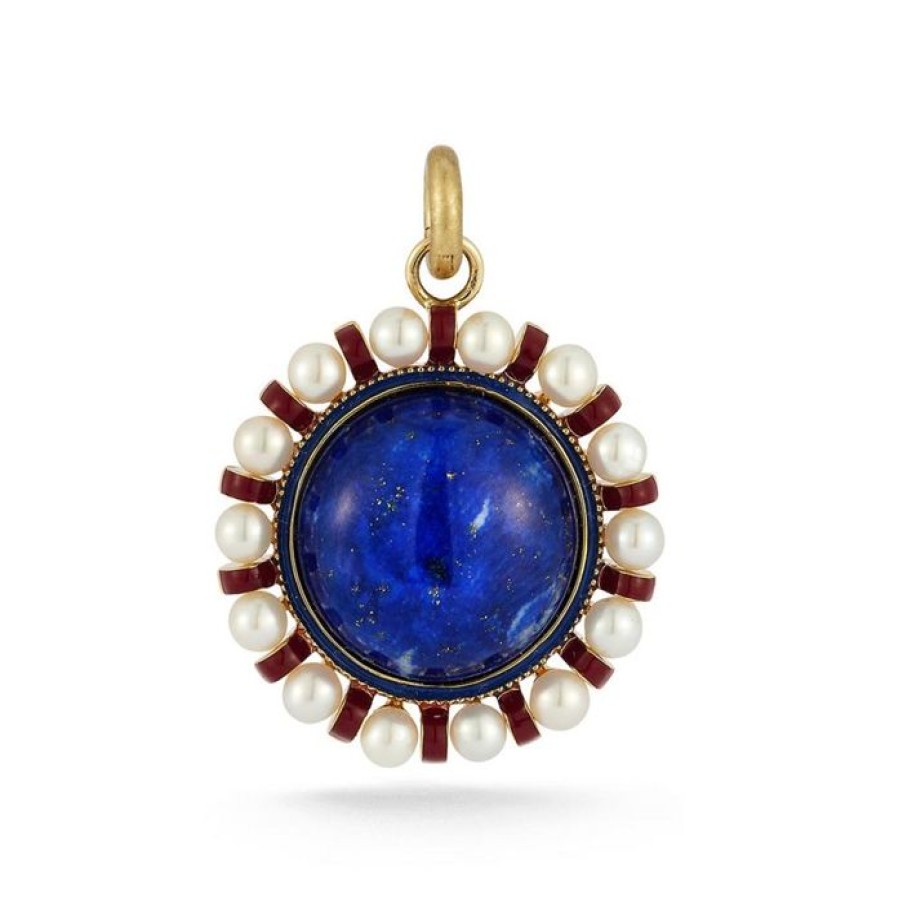 Jewelry STORROW | 14K Gold Lapis Pearl & Enamel Libby Charm