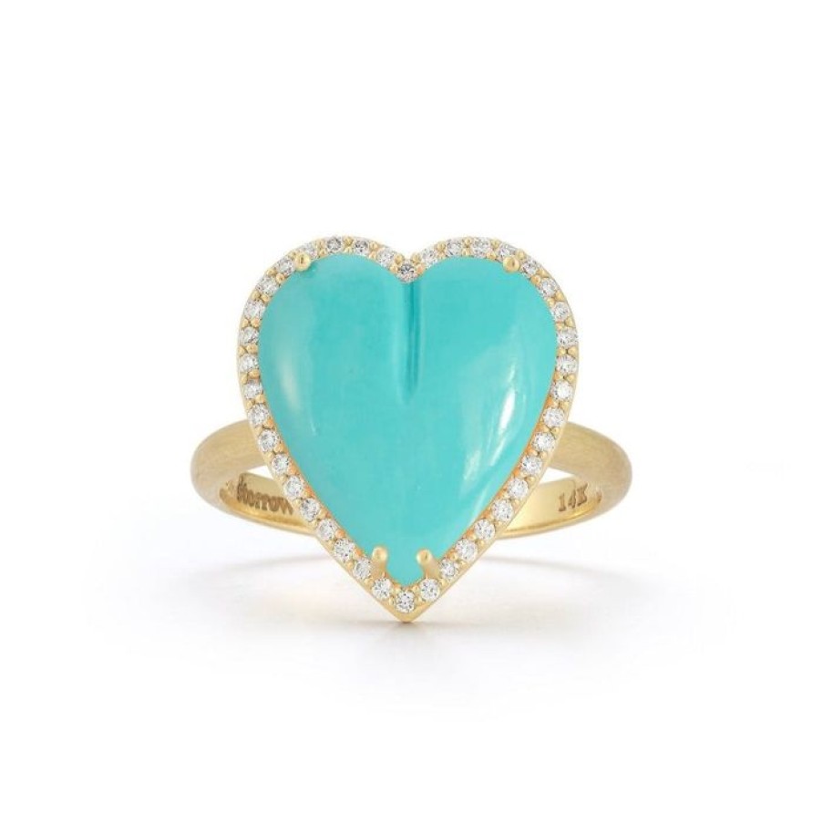 Jewelry STORROW | 14K Gold Diamond & Turquoise Alana Large Heart Ring