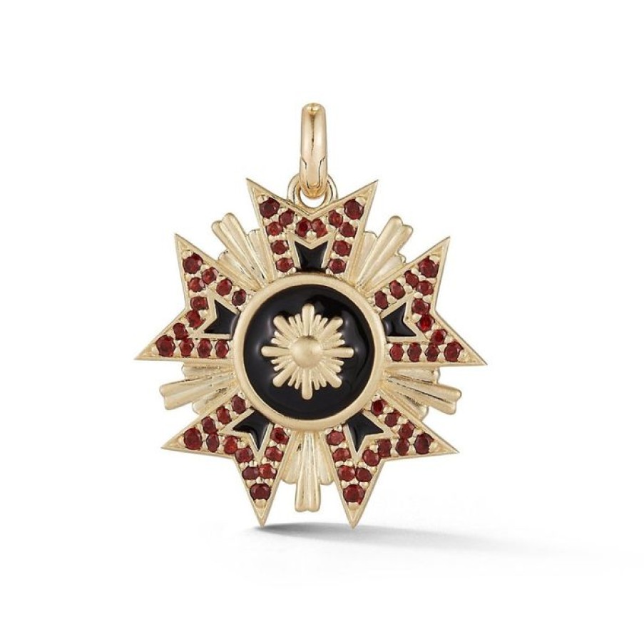 Jewelry STORROW | 14K Gold Garnet & Black Enamel Florence Charm