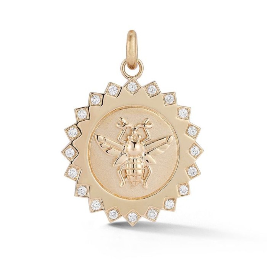 Jewelry STORROW | 14K Gold Diamond Bee Madelyn Medallion