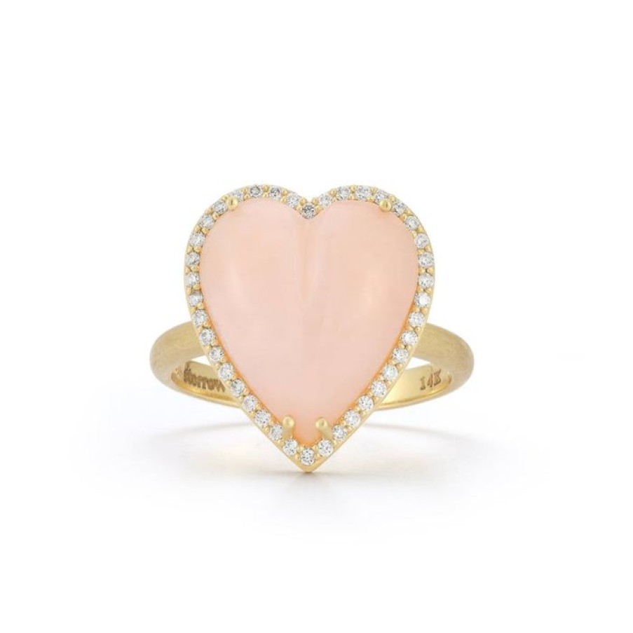 Jewelry STORROW | 14K Gold Diamond & Pink Opal Alana Large Heart Ring